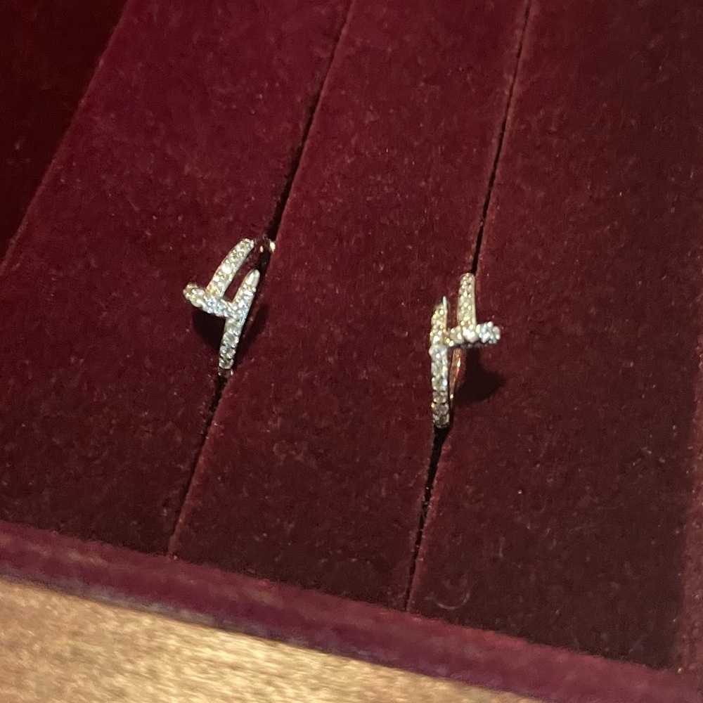 Sterling Silver Pave CZ Nail Hoops Huggies